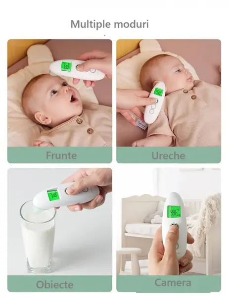 Termometru digital fara contact cu infrarosu pentru frunte si ureche Momcozy