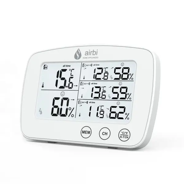 Termometru si higrometru digital cu 3 transmitatoare wireless externe Airbi Trio BI1030