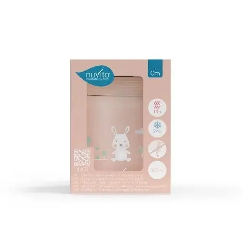 Termos din otel inoxidabil Nuvita English Rose pentru alimente lichide si solide 300 ml