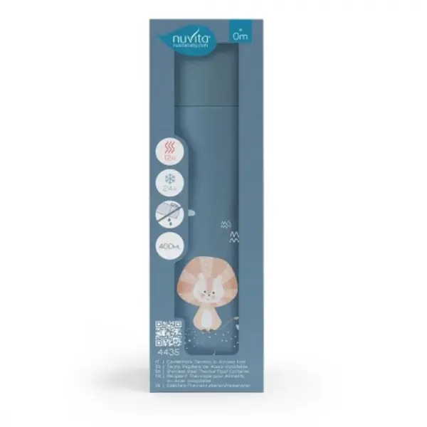 Termos din otel inoxidabil Nuvita Powder Blue cu 2 recipiente interne 400 ml