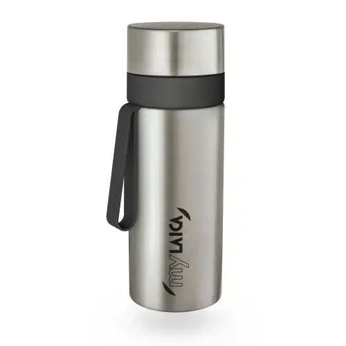Termos filtrant din inox myLaica 600 ml, filtrare 120 l, pastrare tempratura 10 ore (Gri/Argintiu)