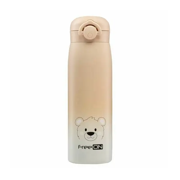 Termos lichide, FreeON, Din otel inoxidabil, Cu mentinere de temperatura de pana la 12 ore, 480 ml, Beige