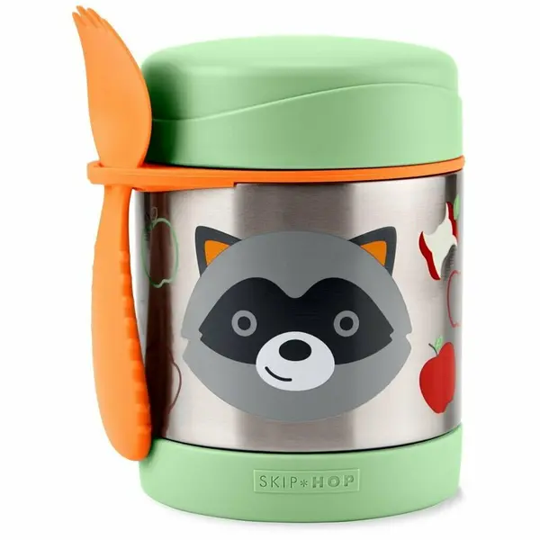 Termos pentru alimente, Skip Hop, Mentine cald 7h si rece 5h, Include si o lingura/furculita, Fara BPA, Conform cu standardul de securitate EN14372, 325 ml, 0 luni+, Raton