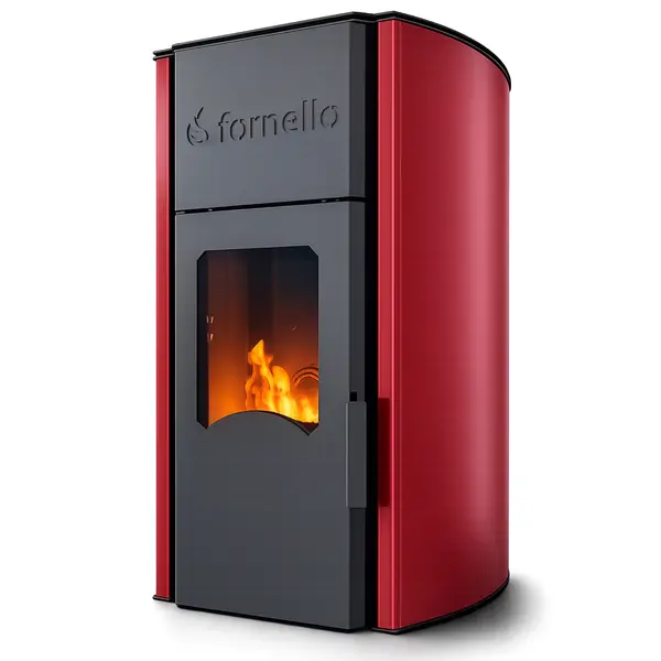Termosemineu centrala peleti Fornello Royal Bordeaux 25 kw , complet echipat pentru incalzire, pompa, vas expansiune, automatizare, telecomanda, buncar peleti tiraj fortat