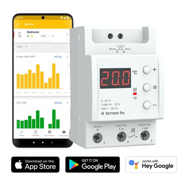 termostat inteligent prin wi-fi terneo bx