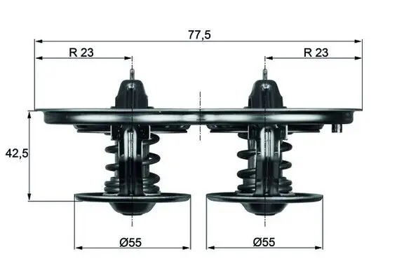 Termostat lichid racire (8; 75 C 79 C, cu garnitura) potrivit SCANIA 4, 4 BUS, G I, K, N BUS, P I, R I, T DC09.109-DT16.08 05.95-