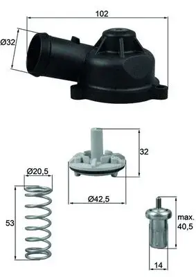 Termostat lichid racire (83 C, in carcasa) potrivit AUDI A1, A3, TT; SEAT ALTEA, ALTEA XL, CORDOBA, IBIZA III, IBIZA IV, IBIZA IV SC, LEON, TOLEDO III, TOLEDO IV 1.4-2.0 05.06-05.22