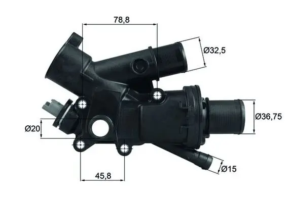 Termostat lichid racire (83 C, in carcasa) potrivit DS DS 5; VOLVO S40 II, V50; CITROEN C4 GRAND PICASSO I, C4 II, C4 PICASSO I, C5 III, C8, DS4, DS5, JUMPY II; FIAT SCUDO 2.0ALK-3.0D 12.03-