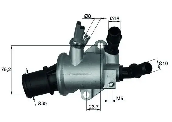 Termostat lichid racire (88 C, in carcasa) potrivit ALFA ROMEO 159, BRERA; CADILLAC BLS; FIAT CROMA, CROMA KOMBI, GRANDE PUNTO, SEDICI; OPEL ASTRA F, ASTRA H, ASTRA H GTC 1.8-2.2 03.92-