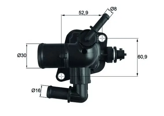 Termostat lichid racire (88 C, in carcasa) potrivit ALFA ROMEO MITO; CITROEN NEMO, NEMO MINIVAN; FIAT 500, 500 C, 500L, 500X, DOBLO, DOBLO CARGO, FIORINO, FIORINO MINIVAN, PANDA 0.9-1.6D 11.07-
