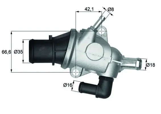 Termostat lichid racire (88 C, in carcasa) potrivit ALFA ROMEO 145, 146, 147, 156, GT, GTV, SPIDER; FIAT BARCHETTA, COUPE, PUNTO, STILO; LANCIA DELTA II, LYBRA 1.6-3.0 04.95-03.12