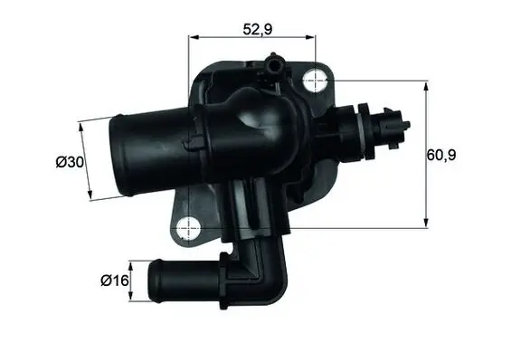 Termostat lichid racire (88 C, in carcasa) potrivit ALFA ROMEO MITO; CHEVROLET AVEO; CITROEN NEMO, NEMO MINIVAN; FIAT 500, 500 C, DOBLO, DOBLO CARGO, FIORINO, FIORINO MINIVAN 1.2-1.6D 09.03-