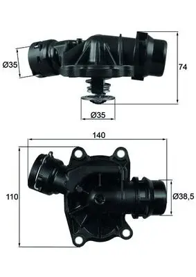 Termostat lichid racire (88 C, in carcasa) potrivit BMW 3 (E46), 5 (E39), 7 (E38), X5 (E53); LAND ROVER RANGE ROVER III; OPEL OMEGA B 2.5D 3.0D 08.98-08.12