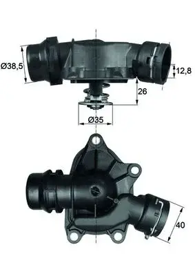 Termostat lichid racire (88 C, in carcasa) potrivit BMW 5 (E39), 7 (E38) 3.0D 08.98-05.04