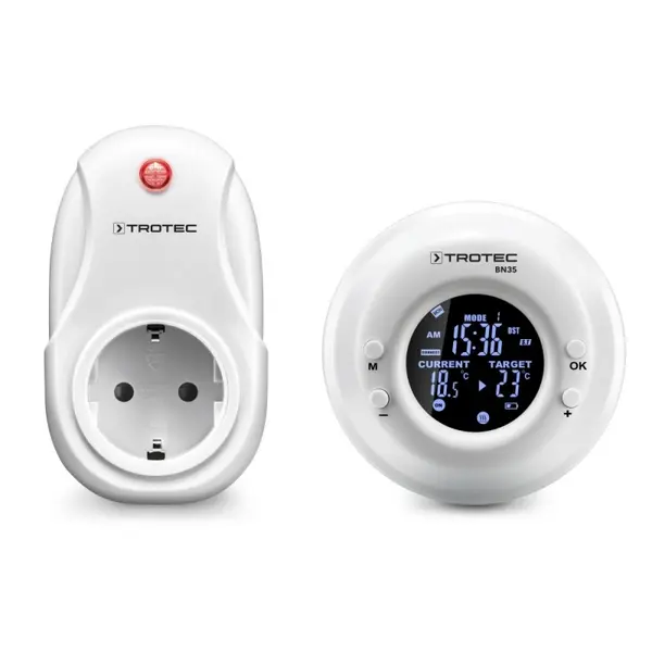 Termostat si Priza Wireless Trotec BN35, Distanta functionare 20m, Programare cu ceas, Ecran iluminat