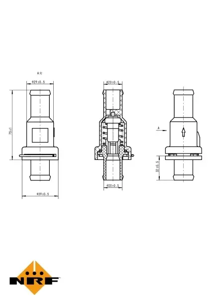 Termostat sistem racire (75 C) potrivit AUDI Q3, TT; SEAT ALHAMBRA, ALTEA XL, LEON; SKODA SUPERB II; VW BEETLE, CC B7, EOS, GOLF PLUS V, GOLF V, GOLF VI, JETTA III, JETTA IV 1.4-3.2 05.05-