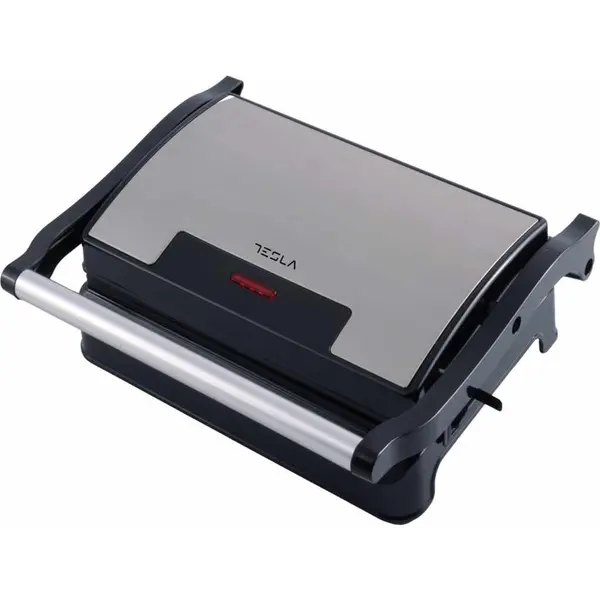 TESLA Sandwich maker Tesla GR100BX, 700 W, Placi anti-aderente tip grill 23x14.5 cm, Negru/Inox
