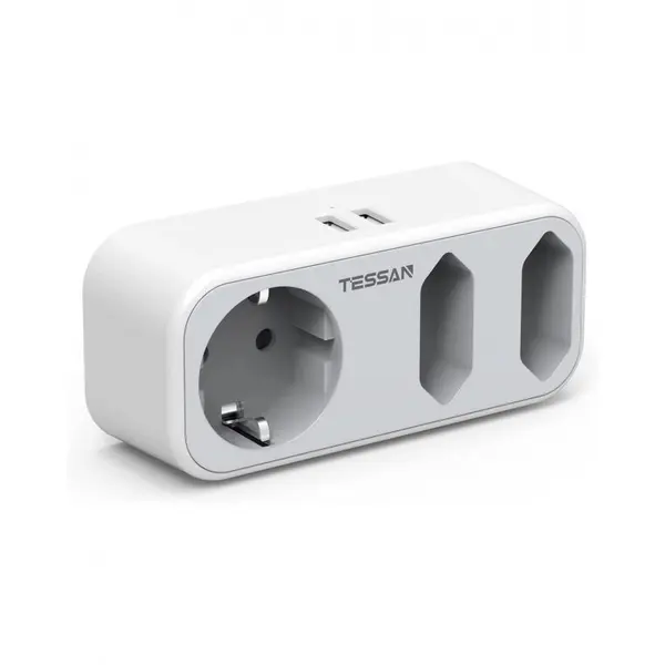 Tessan Triplu stecher cu USB Tessan TS-324, 16A, 2xUSB 2.4A