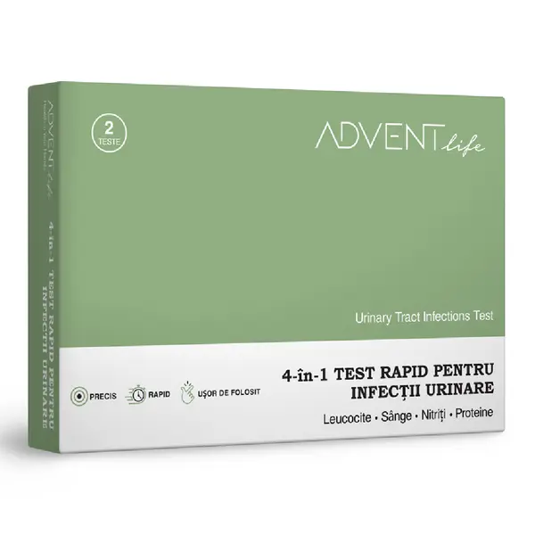 Test rapid infectii urinare 4in1, 2 teste, Advent Life