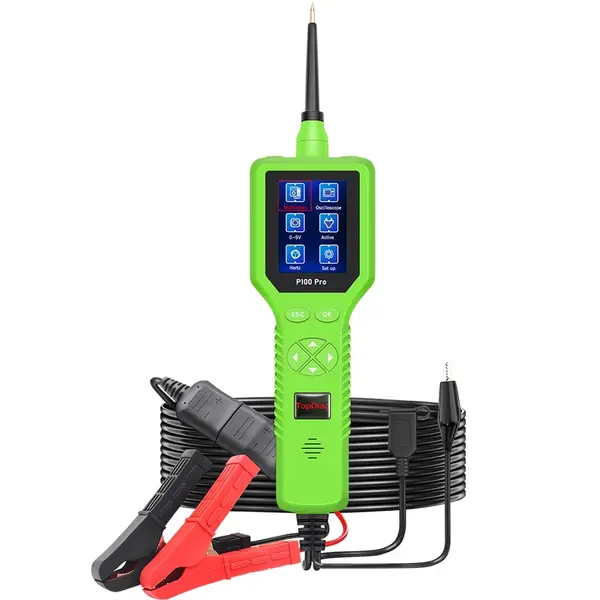 Tester circuite electrice auto TopDiag P100 Pro – Multimetru digital 12V/24V cu osciloscop, alimentare 0–5V, activare componente si test polaritate