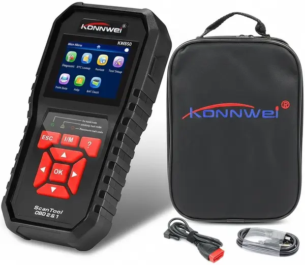 Tester diagnoza auto OBD2 Konnwei KW850, citire/stergere erori, test EVAP, senzor O2, baterie, motor & baterie, ecran color 2.8", compatibil multimarca