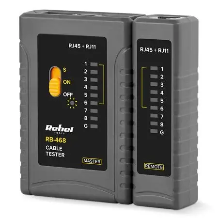 Tester pentru cablu RJ11/ RJ12/ RJ45, Rebel MIE-RB-468