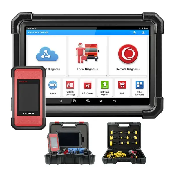 Tester Profesional Launch X431 V+ HD SmartLink C 2.0 set complet pentru camioane, autobuze si autocare, Android 10.0, 4GB RAM, 64GB stocare, display 10 inch, baterie 6300 mAh, 1 ani actualizare gratuita