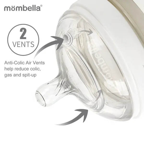 Tetina anti-colici din silicon Mombella Breast Like, flux rapid L Ivory
