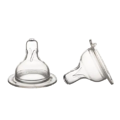 Tetina din silicon cu flux lent pentru biberon cu gat larg EasyStart 3-6 luni, 2 bucati, Canpol babies