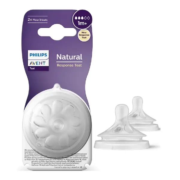 Tetina Natural Response, SCY963/02, debit lent, 1 luni+, 2 bucati, Philips Avent