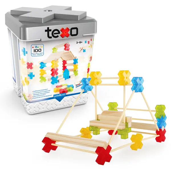Texo, set de constructie cu 100 piese, Guidecraft multicolor