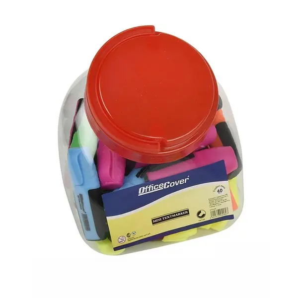 Textmarker mini Office Cover EP10-2029, varf tesit 2-4 mm, borcan 40 bucati, diverse culori neon
