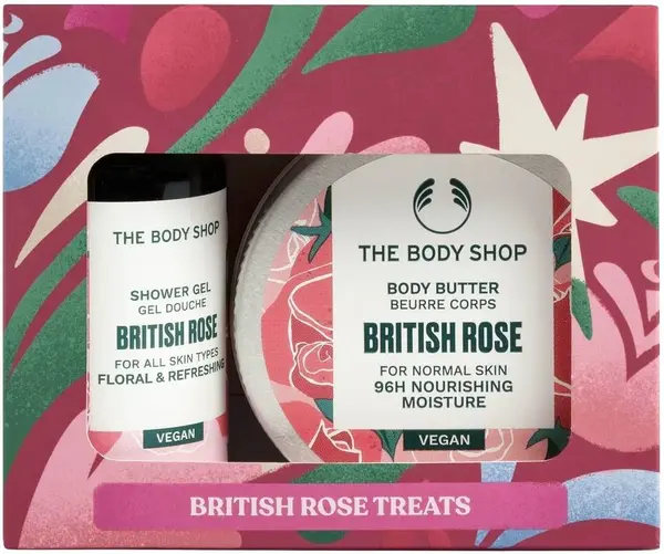 The Body Shop Set British Rose - Gel de duș și ulei de corp, 60 + 50 ml