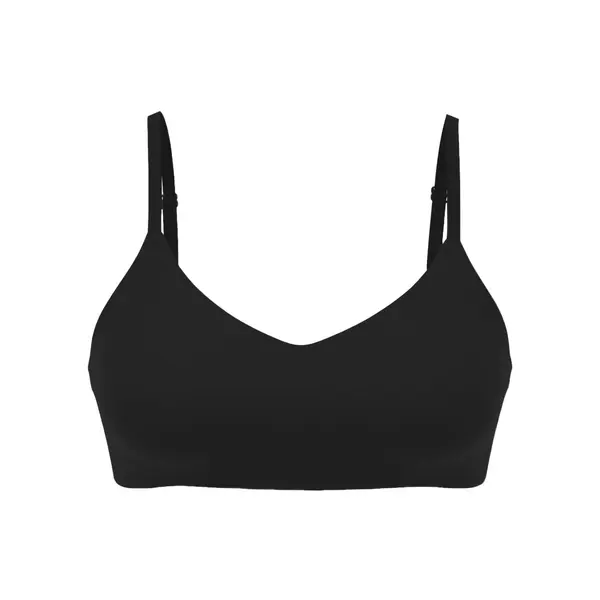 The coolbra™ lightly lined wireless plunge bralette - black S