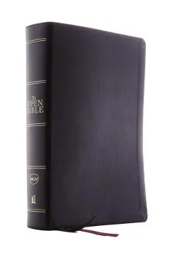 The NKJV, Open Bible, Imitation Leather, Black, Red Letter Edition, Comfort Print: Complete Reference System - Thomas Nelson