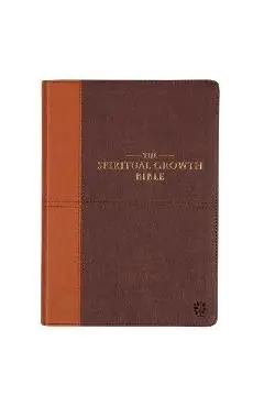 The Spiritual Growth Bible, Study Bible, NLT - New Living Translation Holy Bible, Faux Leather, Chocolate Brown/Ginger - Christian Art Gifts