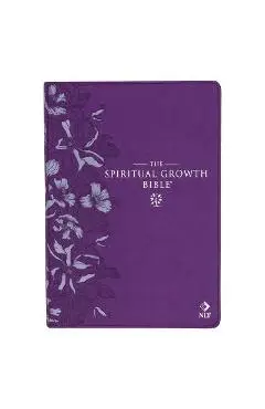 The Spiritual Growth Bible, Study Bible, NLT - New Living Translation Holy Bible, Faux Leather, Purple Debossed Floral - Christianart Gifts
