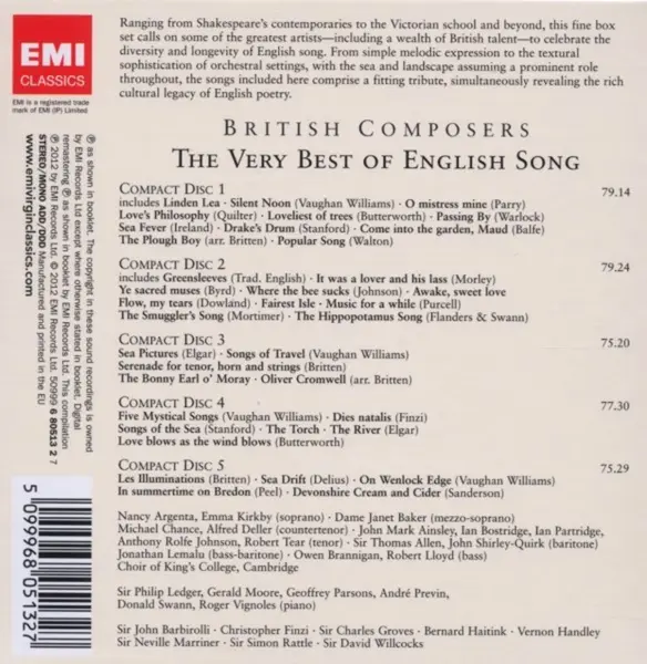 The Very Best of English Song (Box Set) | Various Artists