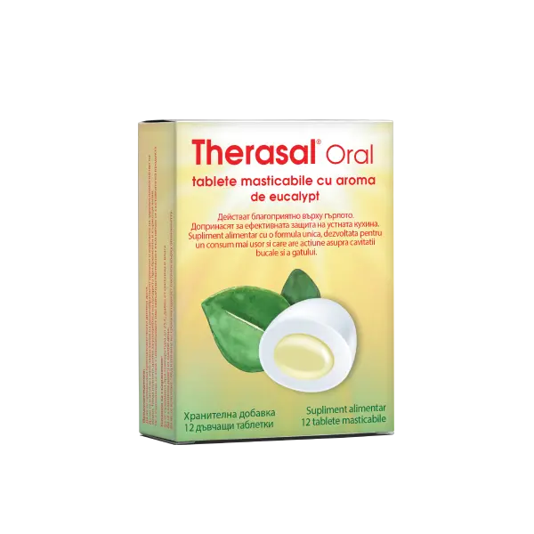 Therasal Oral cu aroma de eucalipt, 12 tablete masticabile, Vedra