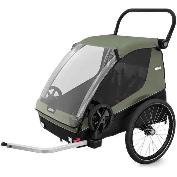 Thule Remorca de bicicleta pentru transport 2 copii Thule Courier, Verde inchis