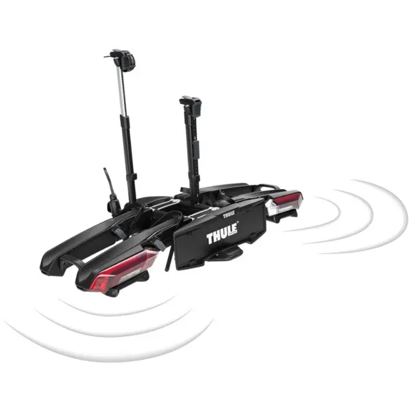 Thule Suport pentru 2 biciclete cu senzori de parcare, Thule Epos ParkSecure 9802100 cu prindere pe carligul de remorcare (13 pini), Negru