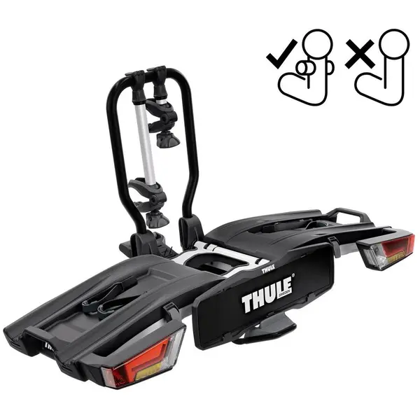 Thule Suport pentru 2 biciclete, Thule EasyFold XTF 2, cu prindere pe carligul de remorcare (13 pini), Negru-Gri