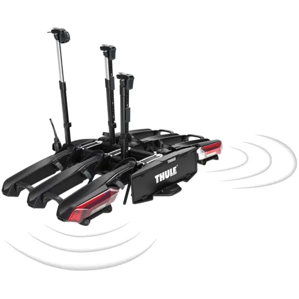 Thule Suport pentru 3 biciclete cu senzori de parcare, Thule Epos ParkSecure 9803100 cu prindere pe carligul de remorcare (13 pini), Negru