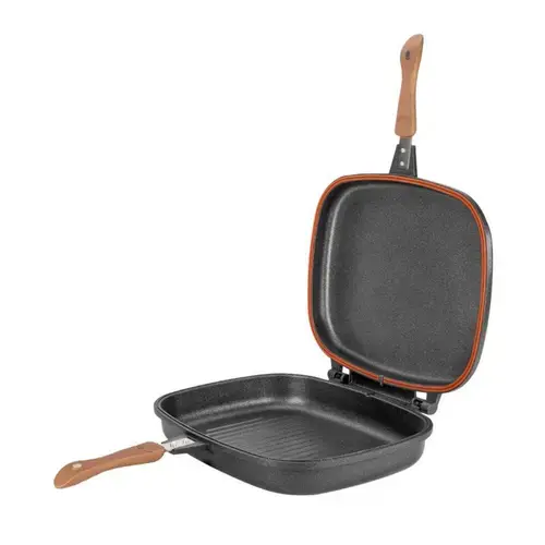 Tigaie Dubla Grill NeoKlein NK-IDGR36, 36CM, Inductie (Negru)
