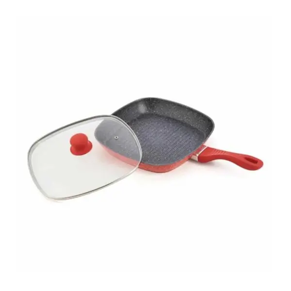 Tigaie grill Cooking by Heinner Orange Grays, Diametru 28 cm, Capac