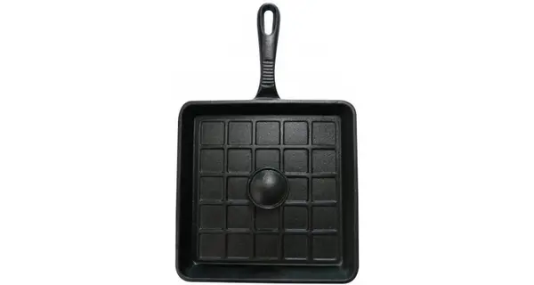 Tigaie grill sandwich adanca patrata din fonta cu maner si capac Mr Padellas Activa 21 cm 20040