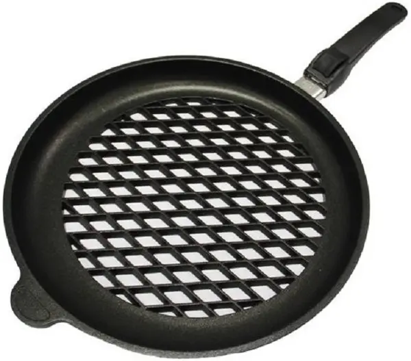 Tigaie perforata gratar AMT - Gastroguss, 32 cm, negru