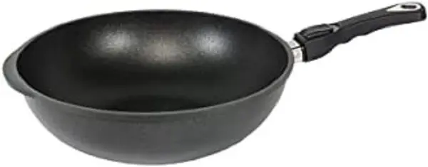 Tigaie wok AMT - 30 cm, negru plită cu inducție, cu mâner mobil