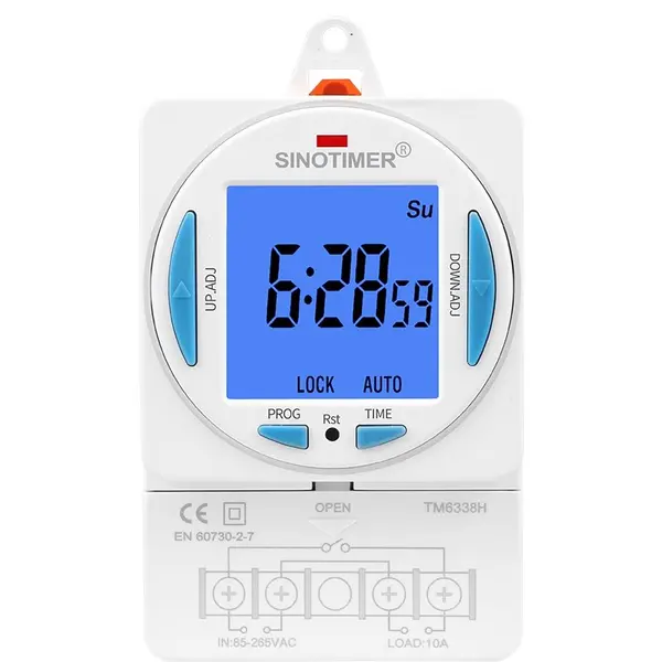 Timer, Sinotimer, 200-250VAC, 50/60Hz, 24 de ore, ecran LCD, TM6339H-30D TM6338H-30D