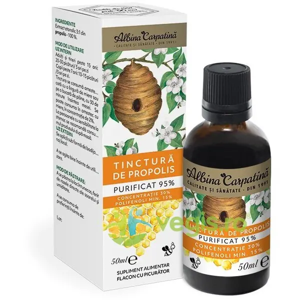 Tinctura de Propolis Purificat 95% cu Picurator 50ml